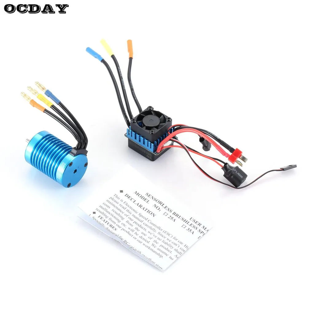 

Hot! F540 4370KV Sensorless Brushless Motor with 45A ESC Electric Speed Controller Combo Set for 1/10 Scale RC Car Truck Parts