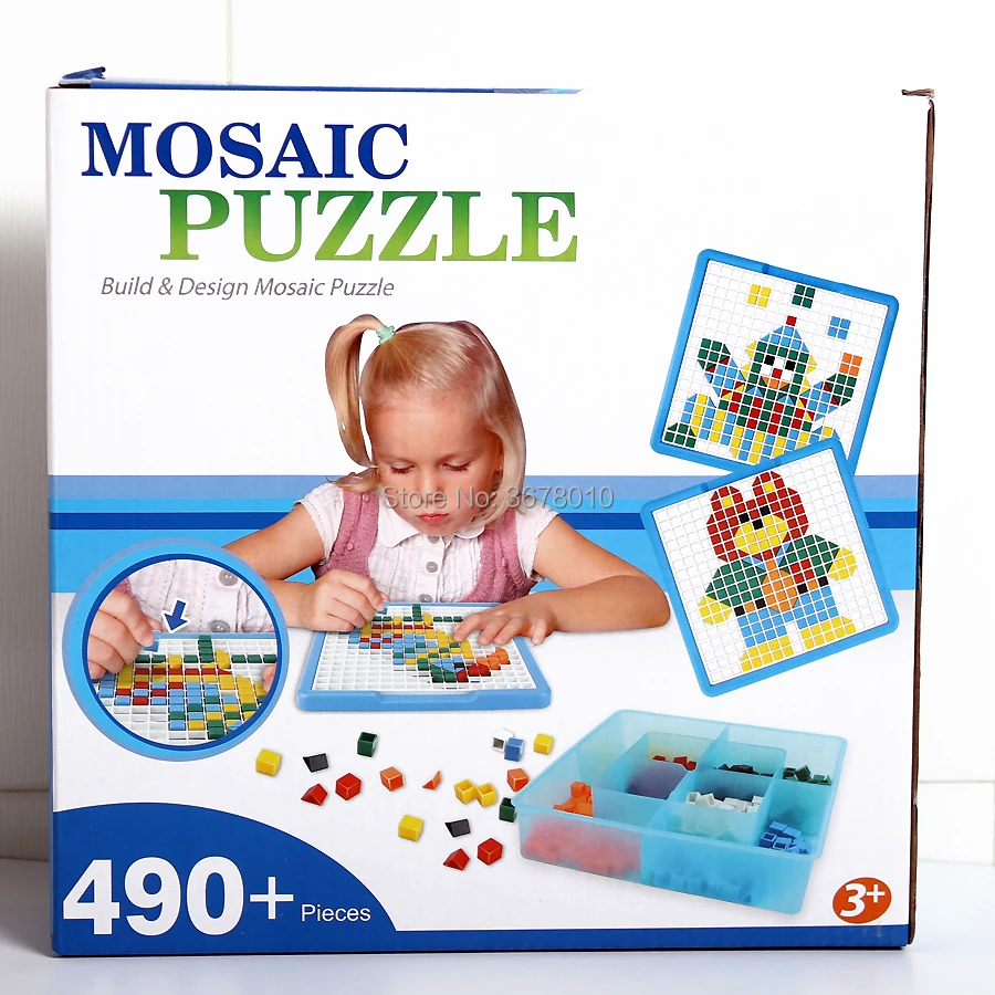 Mosaic Puzzle Pegboard Jigsaw Peg Puzzle Building Kits Game for Kids Kindergarten Intellect Education Toys (490 Pieces) for Kid