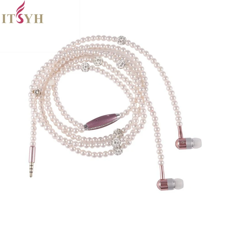 Goede ITSYH Meisje Parel Ketting Oortelefoon Met Microfoon Oordopjes Voor Iphone Xiaomi Brithday Gift fone de ouvido XP S 10243