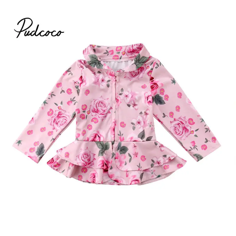 

New Spring Girls Jackets And Coats Hooded Floral Pattern Kids Windbreaker Jackets Autumn Jackets For Girl Children Coat