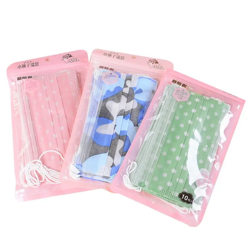 

10Pcs Disposable Dustproof Medical Mouth Mask Camouflage Wave Point Printed 3 Layers Non-Woven Surgical Earloop Respirator