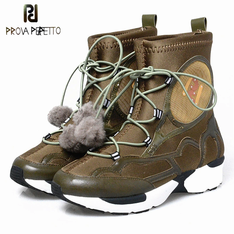 

Prova Perfetto Fashion Breathable And Comfortable Cross-tied Lace Up Super Slight Boots Mixed Color Pointed Toe Wedge Boots