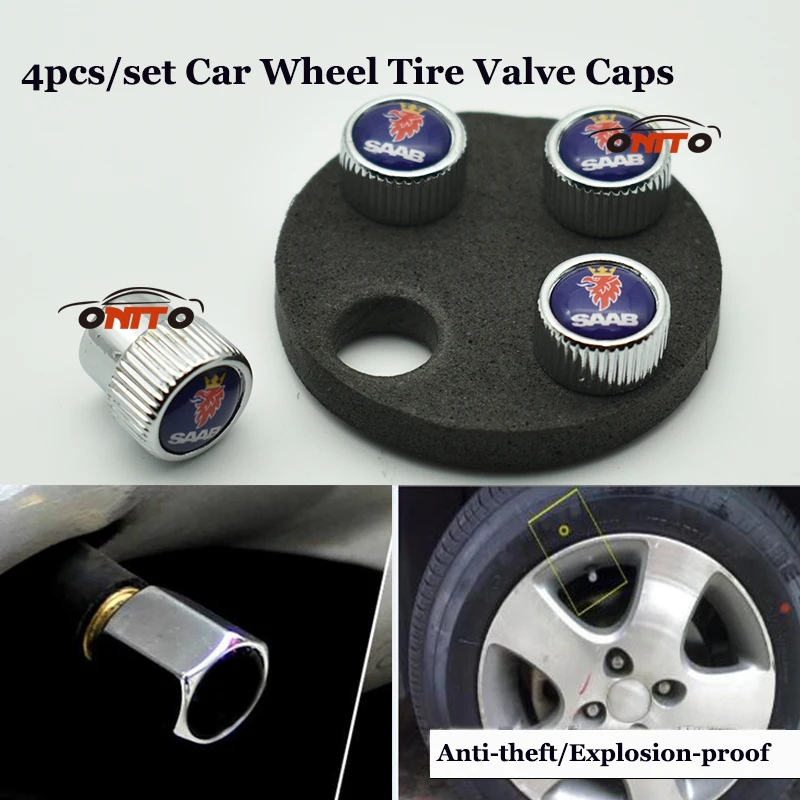 

1 set Chrome car wheel valve stem cap auto metal Car Wheel Tire Air covers free shipping for saab 9-3 9-5 93 95 BJ SCS