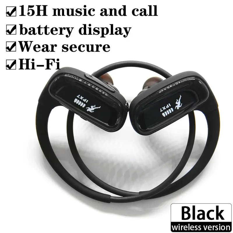 Black Cyboris 16G MP3-плеер Bluetooth наушники спортивная водонепроницаемая Беспроводная гарнитура Bluetooth музыкальный плеер Bluetooth наушники для телефона - Цвет: Black