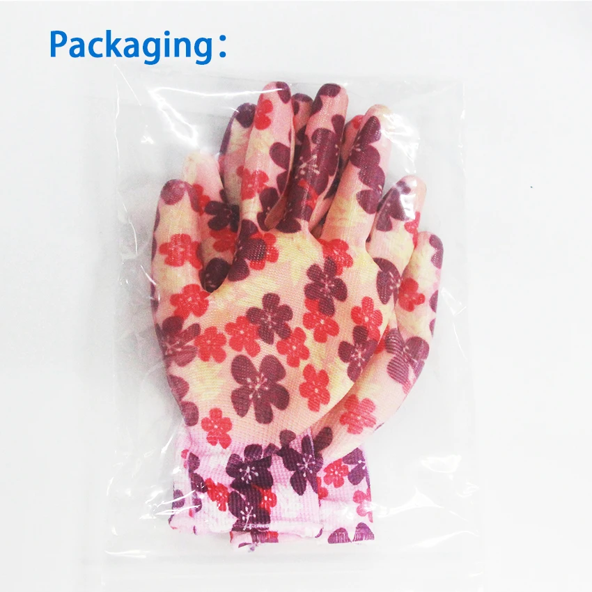 1 пара, высокое качество, рабочие садовые перчатки для очистки, женские перчатки с розовым цветочным принтом, рабочие нитриловые перчатки