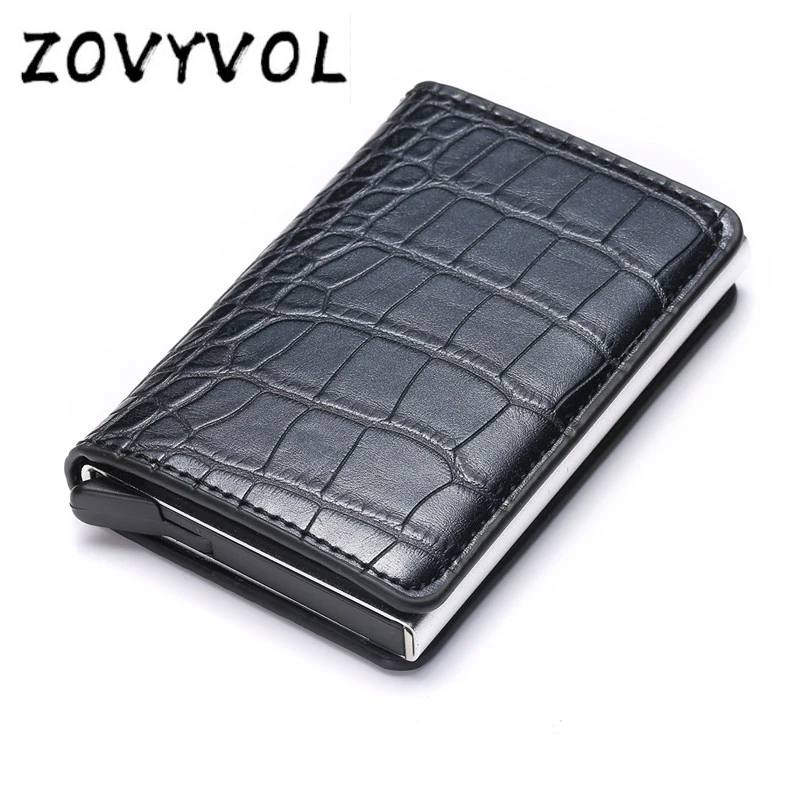 ZOVYVOL التلقائي RFID حامل بطاقة الألومنيوم البنك بطاقة محافظ الرجال حامل بطاقة الائتمان s الأعمال ID بطاقة حالة الأزياء