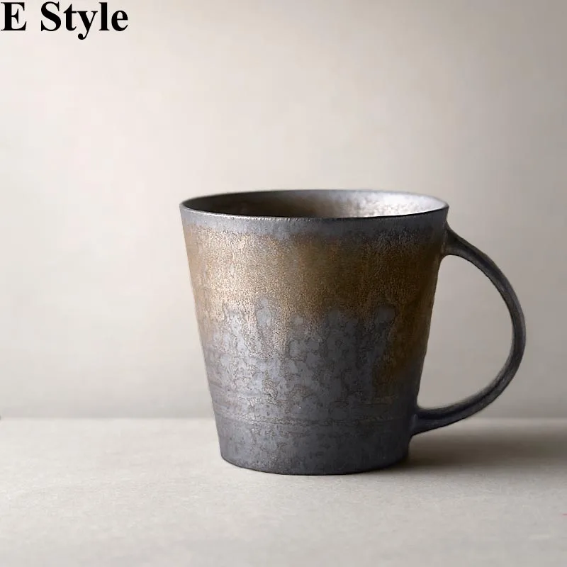 Японский стиль, винтажная керамическая грубая керамика, кофейная чашка ручной работы, ржавчина, глазурь, Вытяжная Цветочная чашка для латте, завтрака, молока, чая, воды, кружки