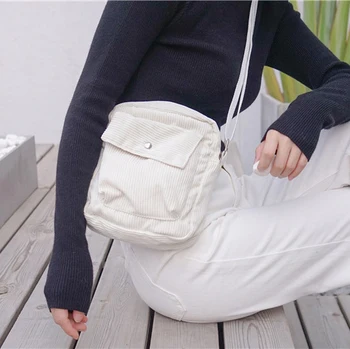 

Corduroy Small Flap Pouch Bag Female Teenager Fabric Sling Bag 2020 Women Student Casual Cellphone Money Messenger Bag Purse