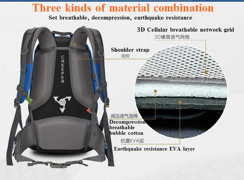 Creeper Free Shipping 40L New Professional Waterproof Rucksack Outdoor Sport Climbing Camping Hiking Backpack Mountaineering Bag