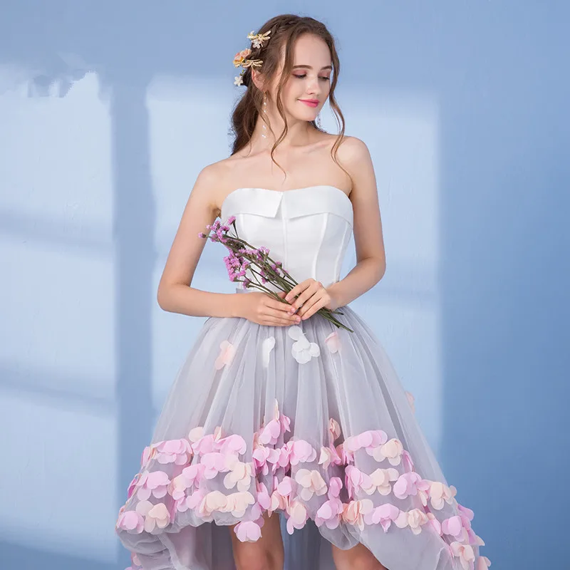 Vestidos дешевые сексуальные без бретелек рукавов Короткие спереди сзади длинные