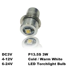LED Upgrade Bulb For D+C cell flashlights P13.5S CREE XPG2 0.5W 1W 3W 5W 3V DC4-10V/6-24V LED Replacement Torch Bulbs