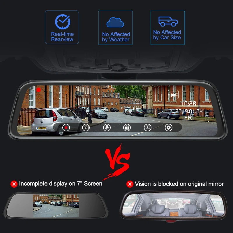 Junsun 2019 Новый Назад камера 1080 P dvr автомобиля двойной объектив регистраторы 10