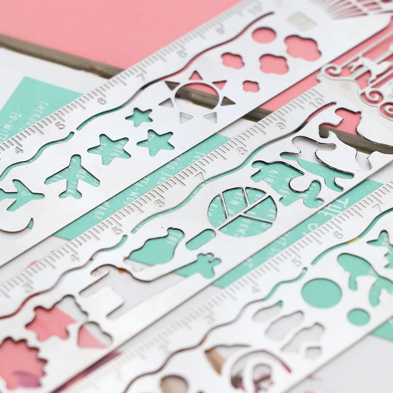 

Cute Kawaii Painting ruler diy Patterns photo album For Kids handmade material painting hollow stencil decorative tools