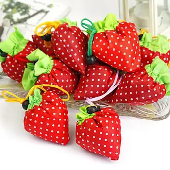 1PCS Random Color Cute Strawberry Shopping Bags Foldable Tote Eco Reusable Storage Handbag Nylon