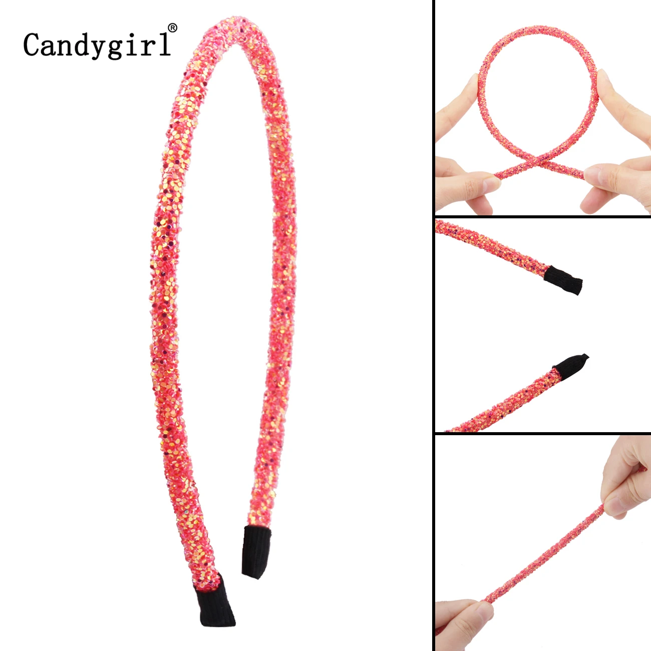 8pcs Children Glitter Shiny Sequins Headband Novelty Hair Bands Hair Hoop for Girls Women Girls Headbands Halloween Headdress large hair clip