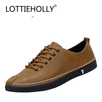 

LOTTIEHOLLY Brand Fashion Men Casual Shoes Spring Summer Footwear Men Comfortabl Walking Shoes Male Leather Shoes #MS1837