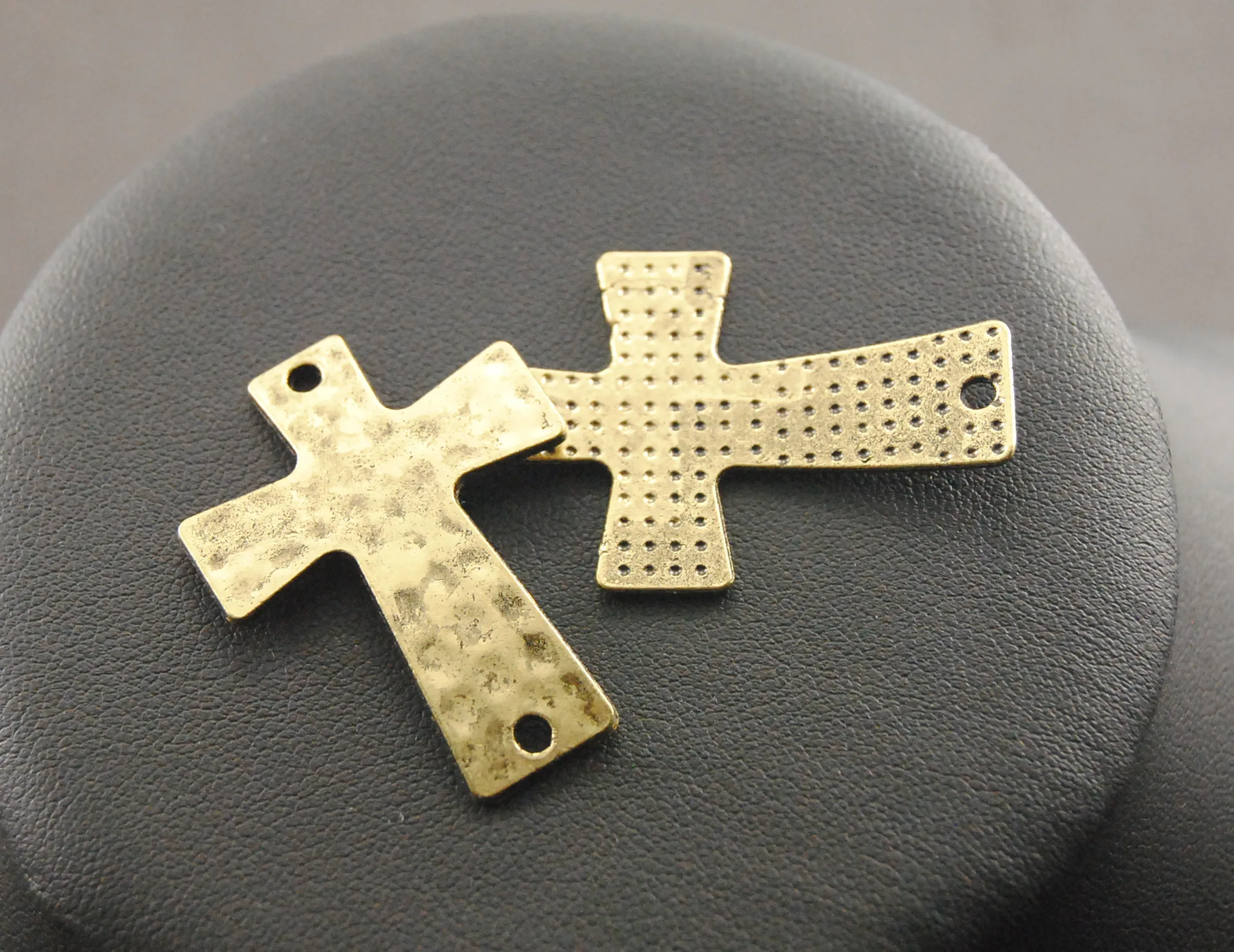 5pcs Sideways Large Hammered Cross Charm Connector Metal Charms For