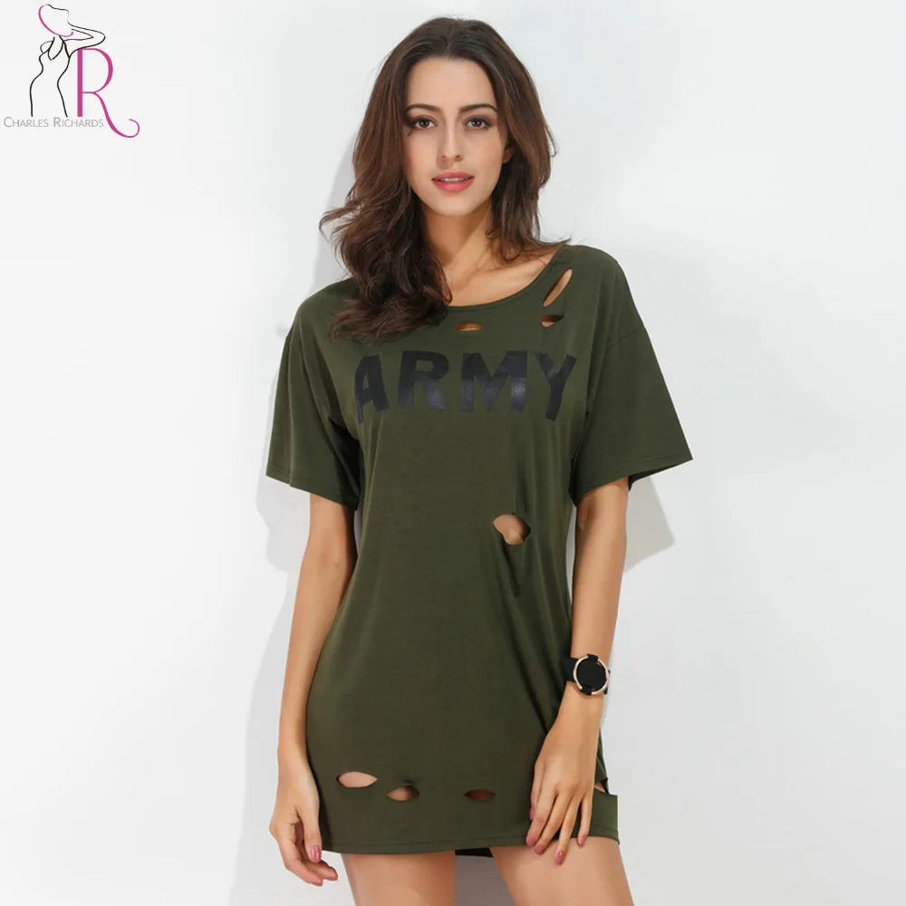 army green t shirt dress