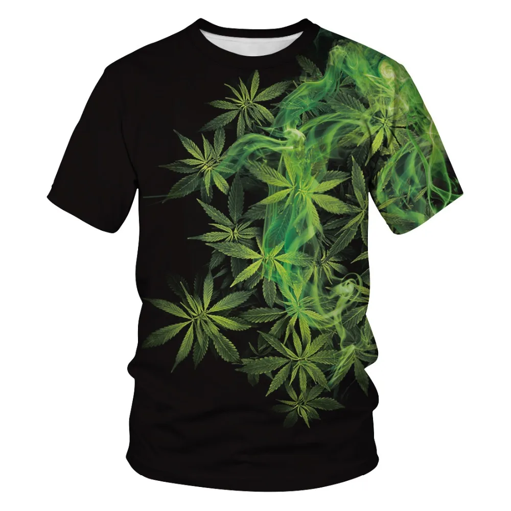 

2019 New Hipster 3D Print Smoke Weeds Tshirts Men/women Hiphop Green Maple Leaves Tees T-shirt Boys Casual Tshirt Male Clothes