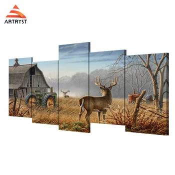 

Artryst Modern 1 set of 5 canvas art paintings with frame farmhouse pastoral deer oil painting HD print for living room wall art