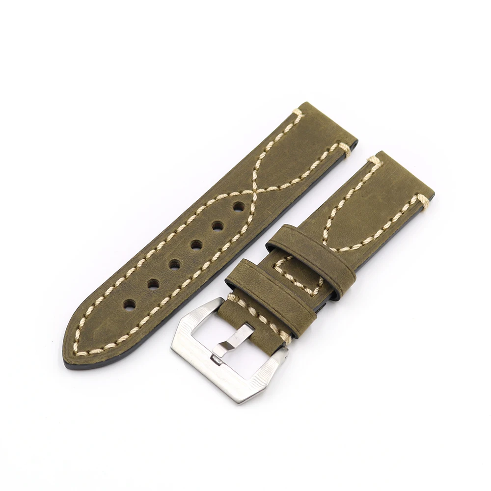Rolamy 20 22 24 26mm Green Thick Strap Watch Band For Tag CARRERA Omega Montblanc Panerai Daytona Submariner Tissot