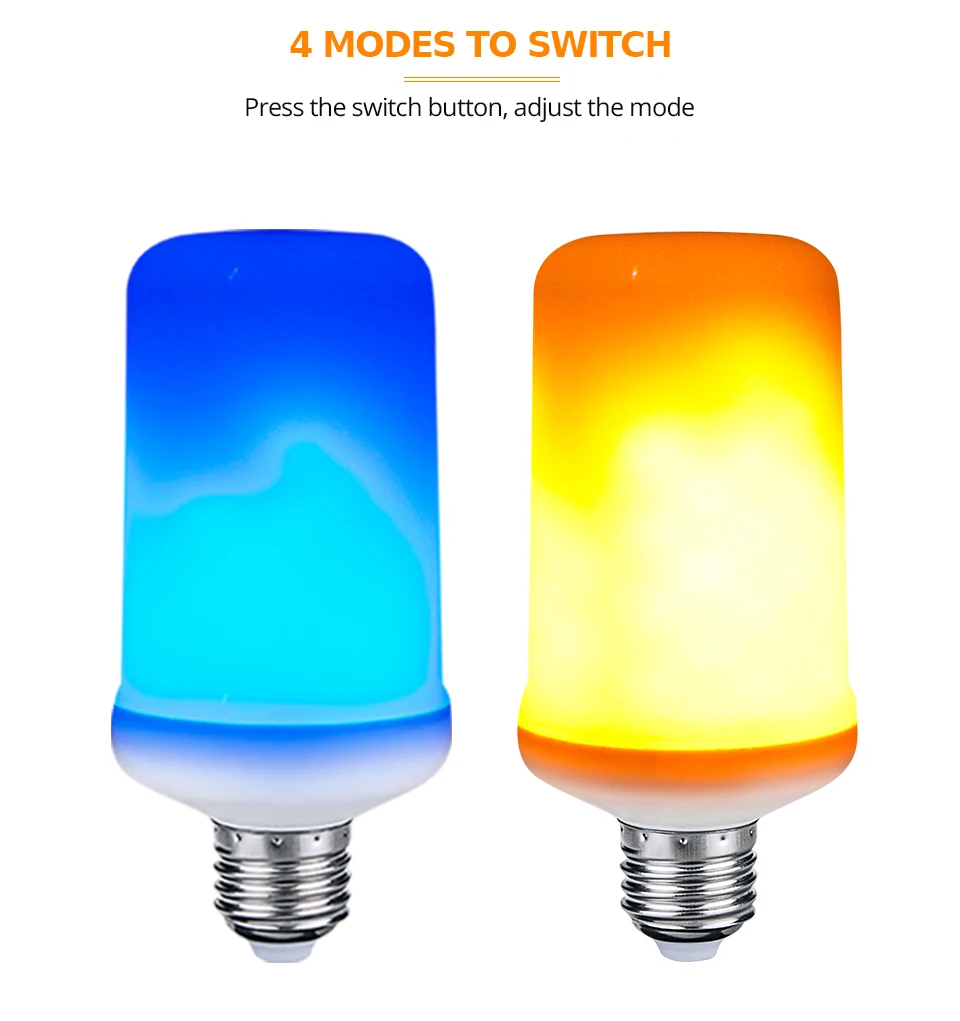 Светодиодный лампы E27 AC 85-265 V тяжести Сенсор динамический огонь лампы 99 светодиодный s синий/желтый светильник с эффектом пламени лампы