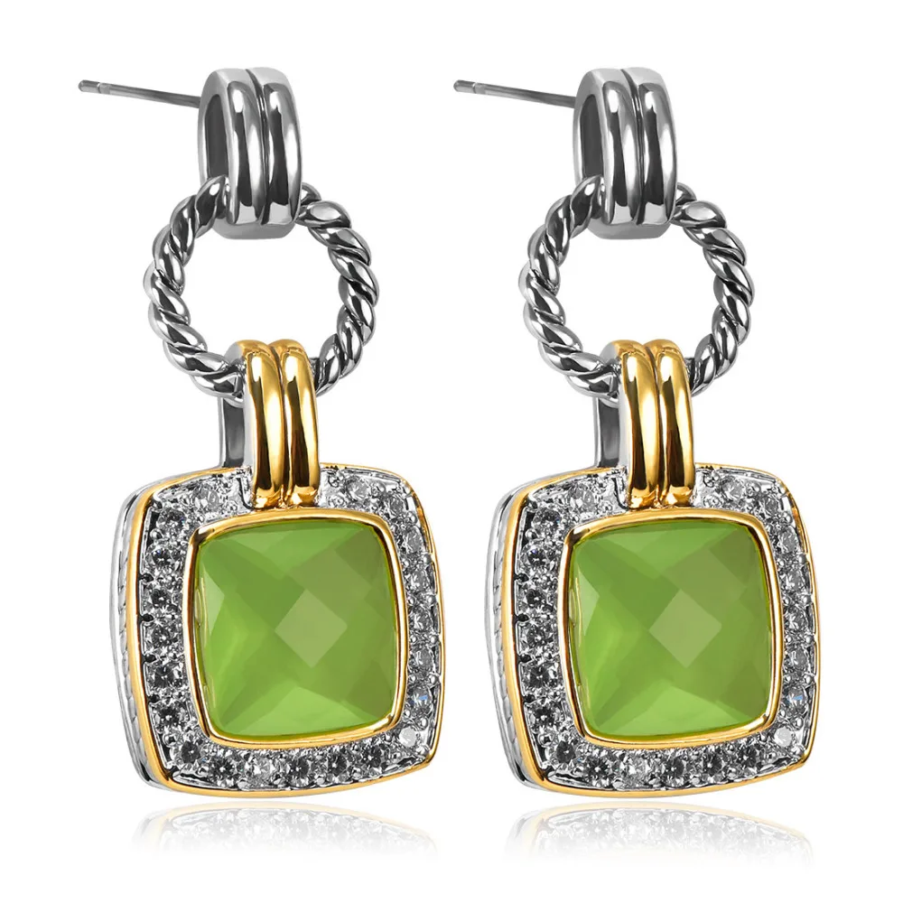 

Created Prehnite 925 Sterling Silver Fashion Earrings TE757