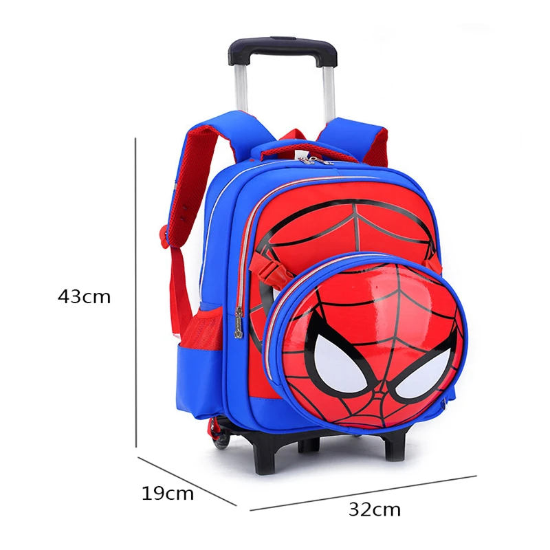 Children Waterproof Cartoon Spiderman Backpacks on Wheels Primary School Trolley Bags for Kids  Backpack with Wheels Backpacks