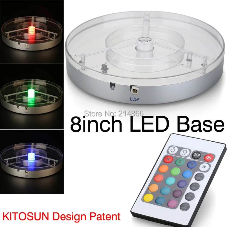 

20piece/Lot Rechargeable Multicolors RGBW High Power LED 8inch Under Vase LED Light Base For Wedding Centerpiece