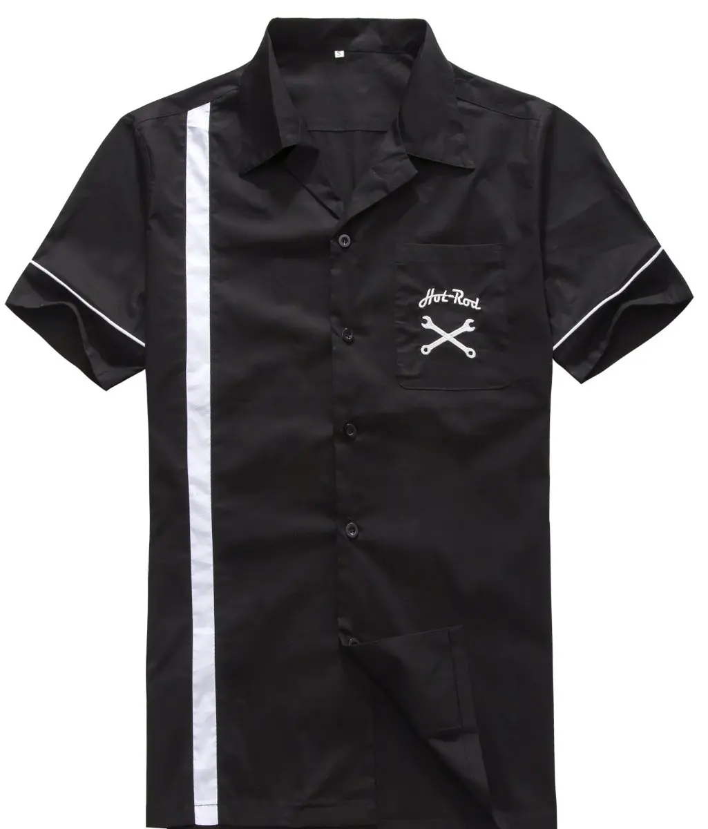 

2018 New Style Top Brand Cotton Shirt with Embroidery Hot-Rod Rockabilly Hiphop Vintage 40s American Shirts for Party Dinner