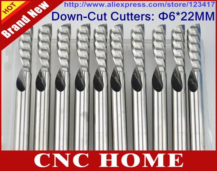 

DOWN Cutter, 5pc 6*22MM Single Flute End Mill Cutting Tools/Machining, CNC Tools CNC Router Bits Wood Router Milling Cutter Set