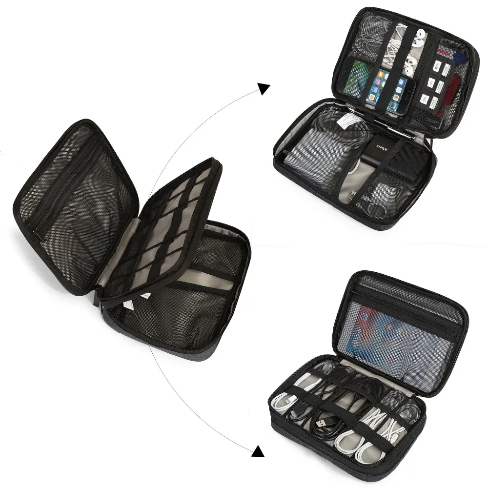 BAGSMART Electronic Accessories Travel Bag Nylon Organizer For SD Card USB Cable Kindle iPad Charger Portable Accessories Bag