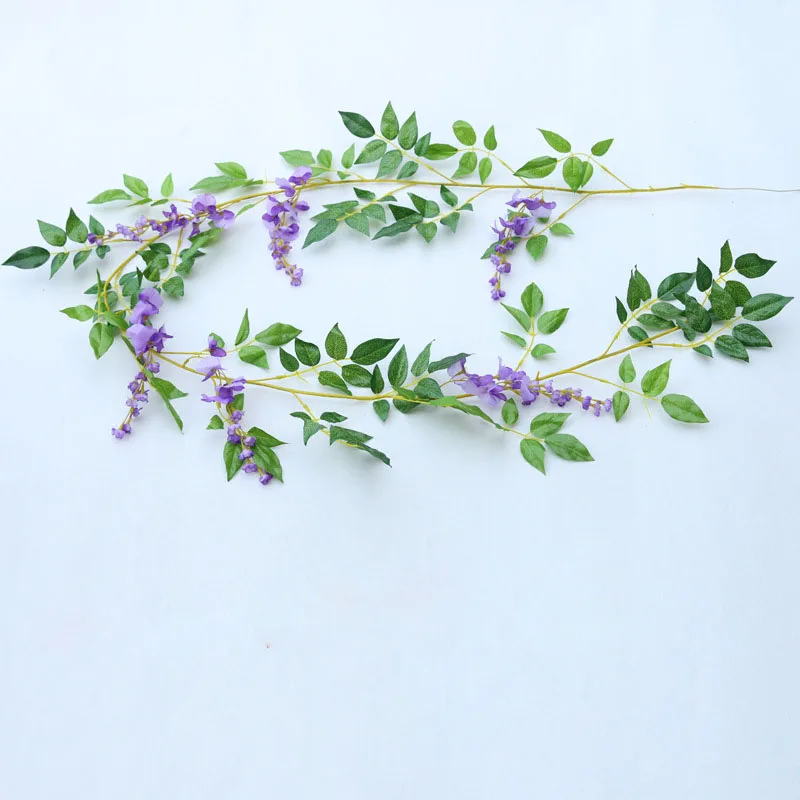 110cm Long Wisteria Vine Rattan Flowers for Wedding Arch Party Decoration White Vine Artificial Flowers Flores Garland Wreath 110cm Long Wisteria Vine Rattan Flowers for Wedding Arch Party Decoration White Vine Artificial Flowers Flores Garland Wreath