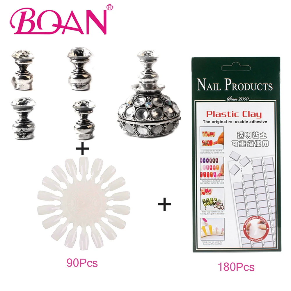 

BQAN Magnetic Nail Tip Practice Stand + 180Pcs Nail Glue Clay + 90Pcs False Nail Tips Nail Art Salon Uv Gel Polish Display Board