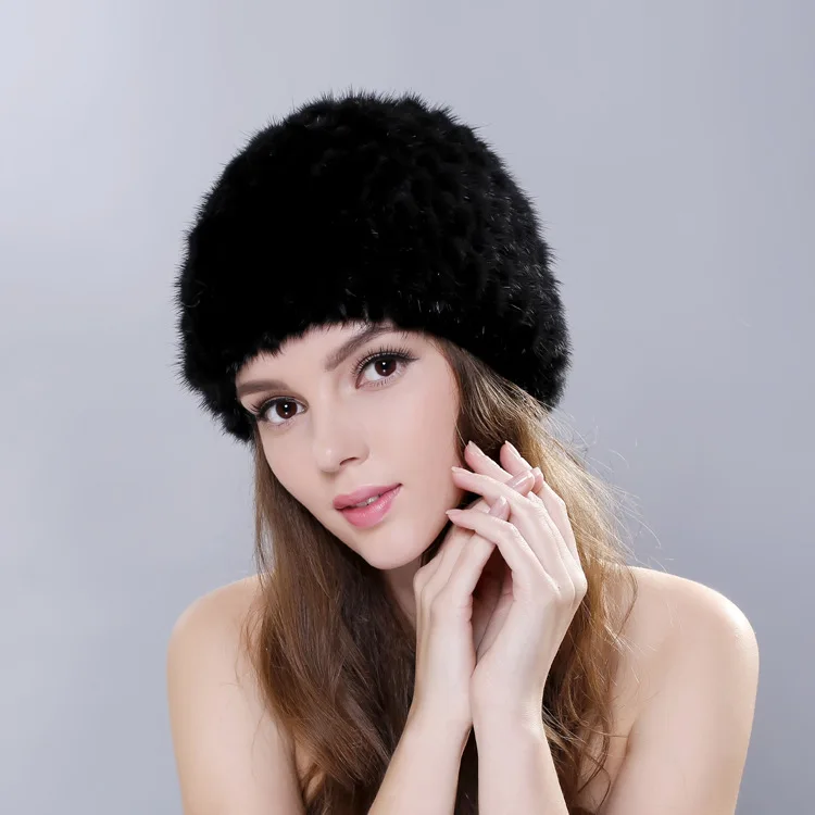

new High- quality Women Warm Genuine Fur Hats Rex Rabbit Winter Fur Caps Female Quality Casual Beanies