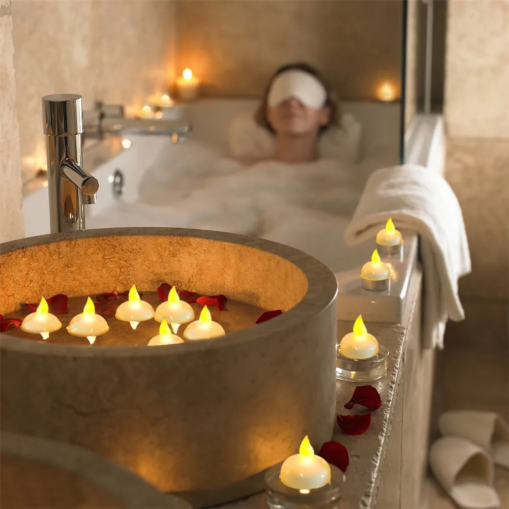 

12pcs Waterproof Candle Light SPA Floating LED Flickering Tea Lights Candles Hot Sale