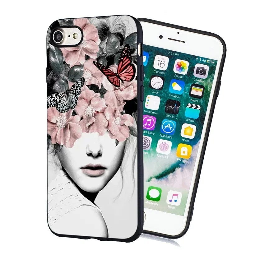 Силиконовый чехол для iPhone X XR XS Max 6 6S 7 8 Plus 5 дюймов искусственный рисунок цветочный