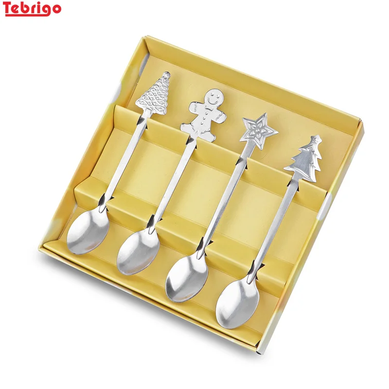 Tebrigo 1 шт. Рождественская ложка из нержавеющей стали ложки для кофе чайные