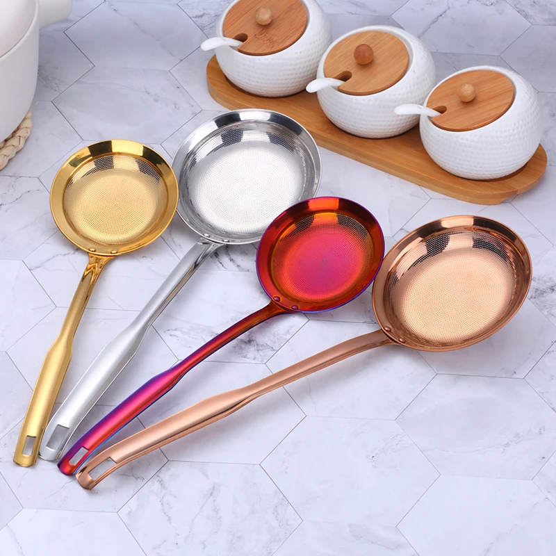 

1PC Stainless Steel Colander Spoon Filters Oil Filter Grid Scoop Kitchen Round Oil Foam Scoop Oil Filter Network Filtering Tool