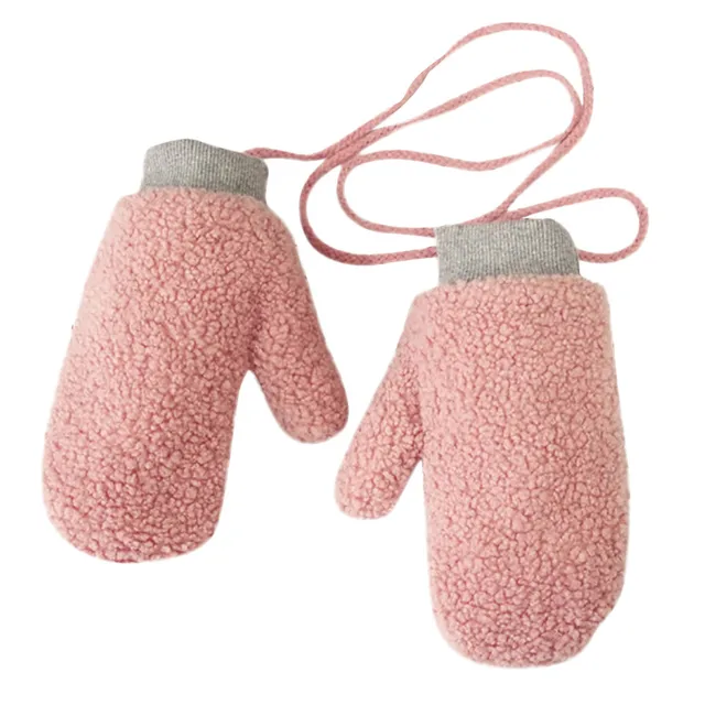 Winter Women Gloves Mittens Hanging Neck Thicken Hot Warm Plus Teddy
