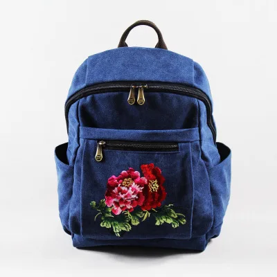 

Fashion Embroidery National Women Shopping Backpack!Nice Handmade Floral Embroideried Lady backracks All-match Canvas Backruck
