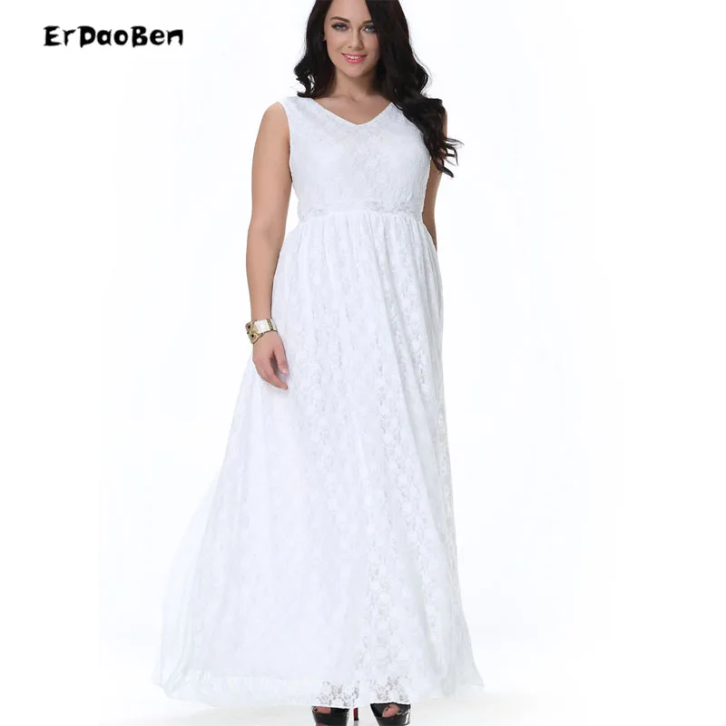 ERDAOBEN Summer Style partyes Dress Women Casual Loose Solid Patchwork Lace Sexy Straps Long Maxi White Dress Vestidos MM050 long-white-lace-dress : image ERDAOBEN Summer Style partyes Dress Women Casual Loose Solid Patchwork Lace Sexy Straps Long Maxi White Dress Vestidos MM050 long-white-lace-dress
