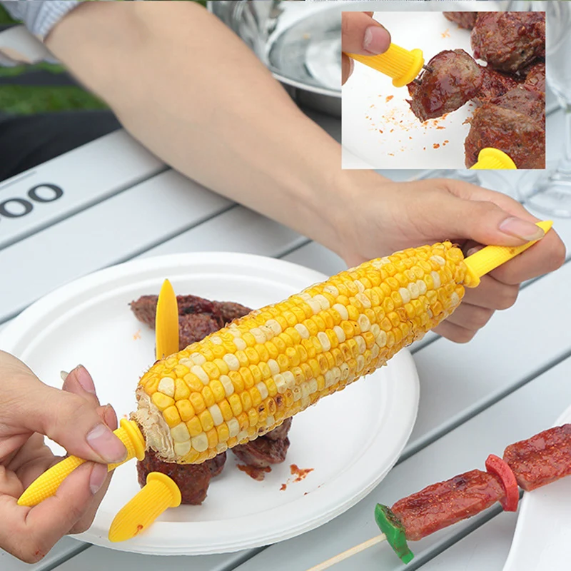 

10pcs/Set Stainless Steel Corn Cob Holders Sharp Skewers Needle Prongs Forks for BBQ Party Supplies Heat Insulation