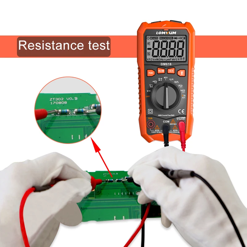 LOMVUM NCV Цифровой мультиметр 6000 отсчетов Автоматический диапазон AC/DC измеритель напряжения вспышка задний светильник большой экран ом тестер Polimetro