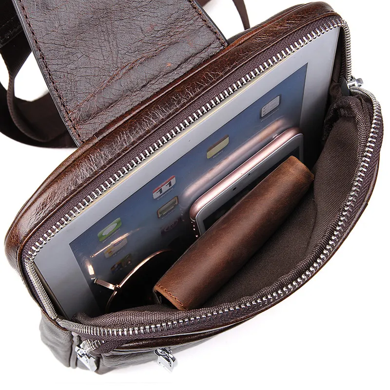 J.M.D винтажная кожаная модная мужская нагрудная сумка кофейного цвета для мальчиков, Повседневная сумка-мессенджер 7216C