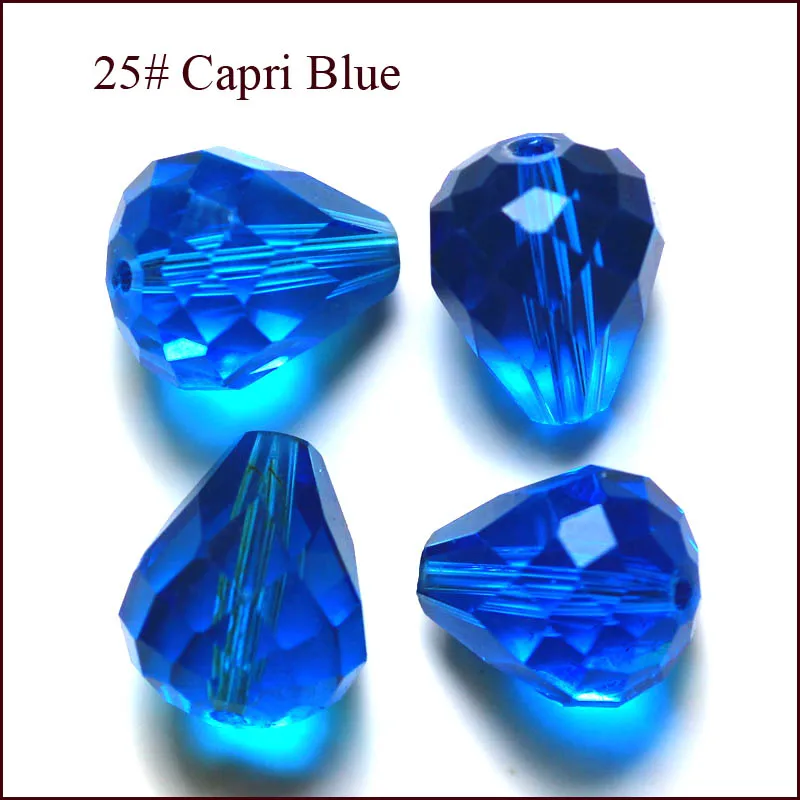 100 шт./пакет 48 12 граней x 10 мм с капелькой слезинкой, с украшением в виде кристаллов Стекло кварцевые каплевидные бусины высший класс AAA Качество для изготовления ювелирных изделий AAA12 занавес из бусин - Цвет: capri blue