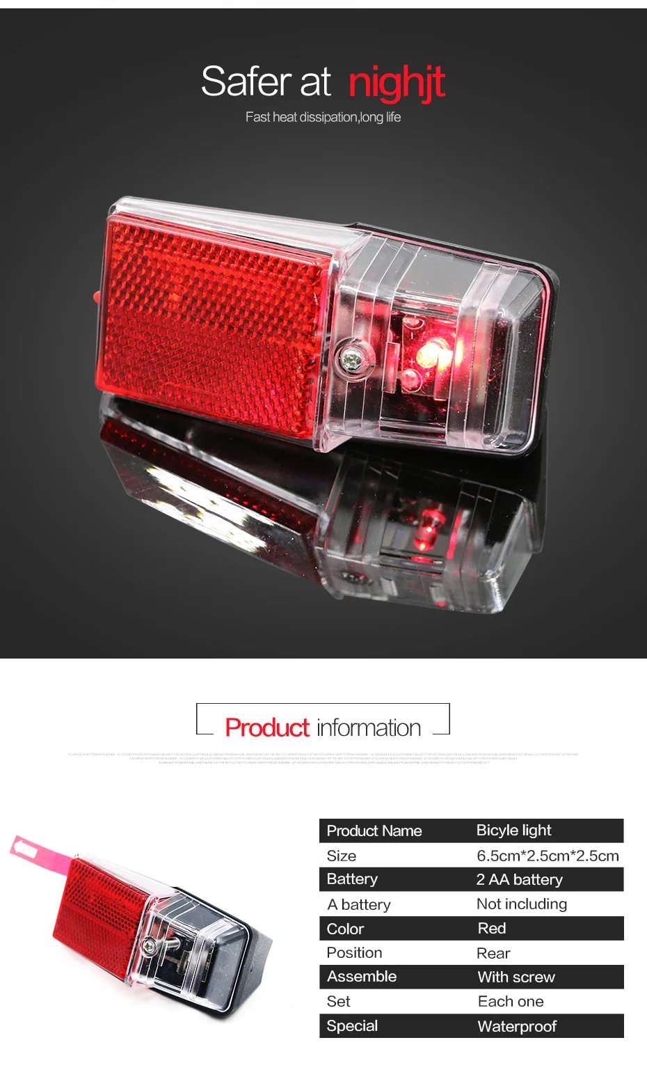Discount Good Leds Battery Fender Bike Light Mount on the Mudguard Red Plastic Safe Warning Bicycle Taillight Bike Rear Light Flashlight 1