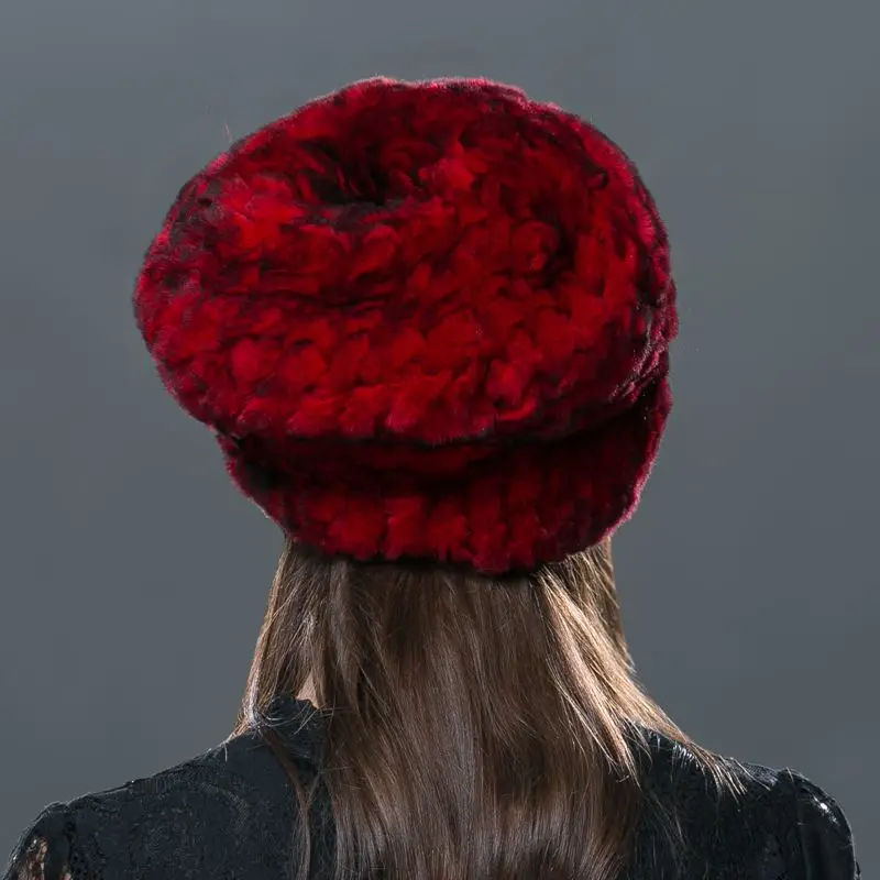 LTGFUR женские шапки на весну и зиму, шапка вязаная крючком, шапка из кроличьего меха с помпонами, Повседневная кепка для защиты ушей, Лидер продаж