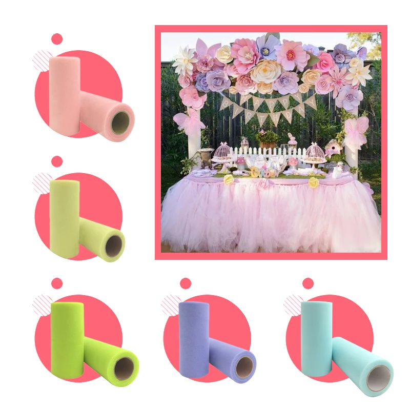 White Blue Tulle Pink Sheer Organza Fabric wedding decoration Roll 15cm 25 Yards rolls 25yd Tutu tablecloth skirt runner reel