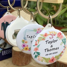 30 шт персонализированное имя, дата открывалка для бутылок брелок свадебные подарки для гостей Свадебные сувениры Свадебный Сувениры и подарки